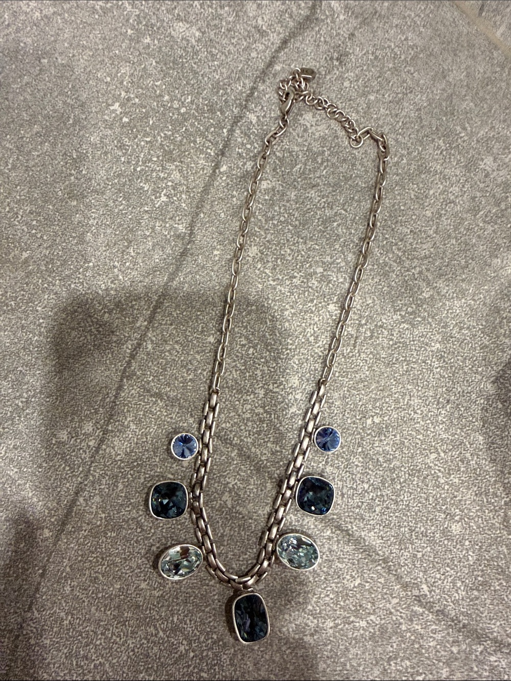 Touchstone Crystal Silver-Tone Necklace with Blue and Teal Gem Accents